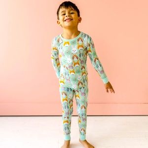 Little Sleepies aqua rad rabbits pj set